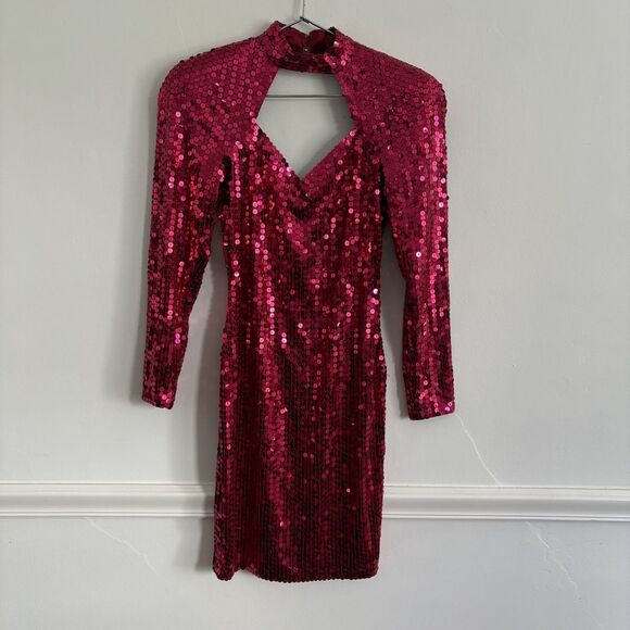 Niteline Dresses & Skirts - Vintage 80s NITELINE Size 4 Dress Dark Pink Sequins STRETCH Evening Party Club